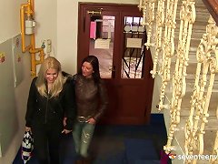 Free Porn Wild Lesbian Girlfriends Hook Up And Cum In A Public Stairway